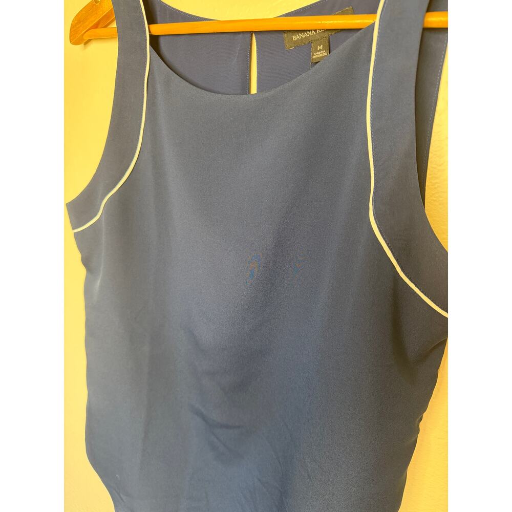 Banana Republic Navy White Trim Dressy Tank Medium - Picture 3 of 9